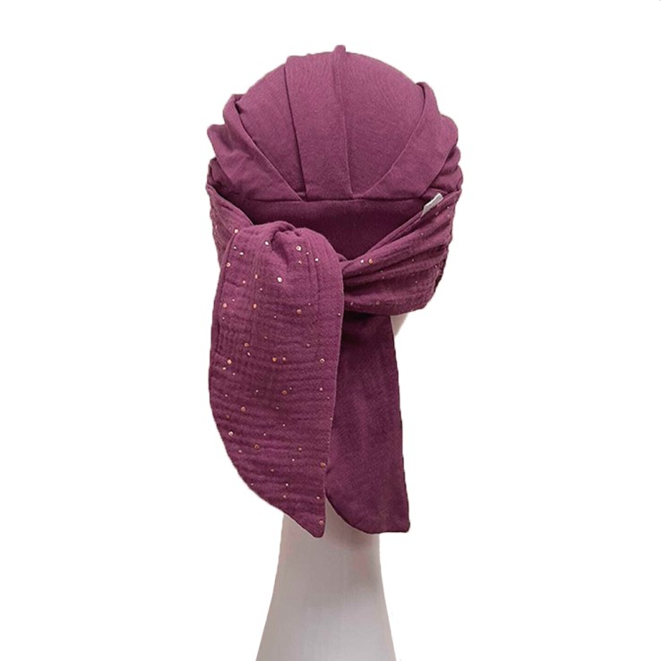 Pañuelo Smooth Malva Gold cintas largas con lazo