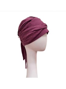 Detalle lateral del pañuelo Smooth Malva Gold en color malva.