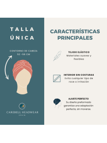Guía de tallas y ajuste sin costuras para el turbante Smooth Malva Gold