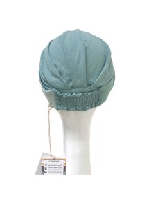 Turbante preformado Elegance Aguamarina Gold con fruncido elástico trasero para un ajuste perfecto