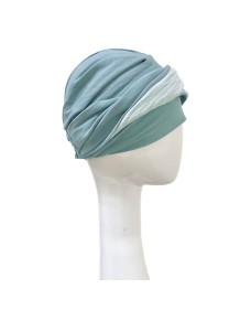 Vista lateral del turbante Elegance Aguamarina Gold