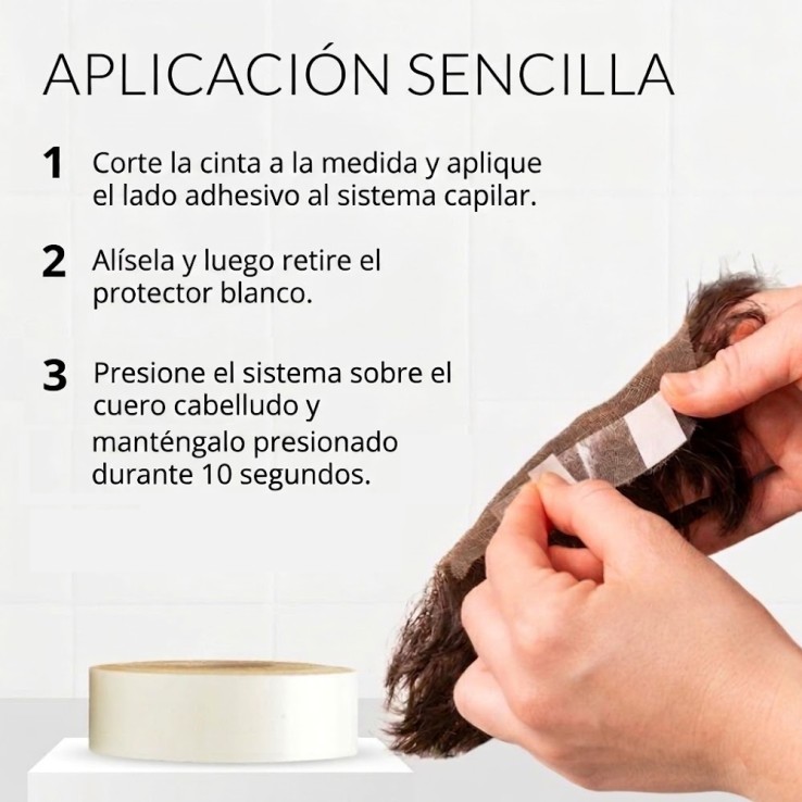 Aplicación fácil y segura del adhesivo Ultra Hold en los bordes de la prótesis capilar