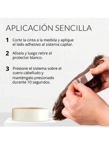 Aplicación fácil y segura del adhesivo Ultra Hold en los bordes de la prótesis capilar