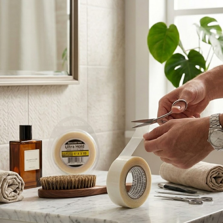 Aplicación rápida y segura del adhesivo Ultra Hold en pelucas oncológicas