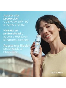Bruma solar ligera: hidratación y alta protección en un solo gesto.
