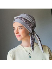Pañuelo Oncológico Smooth Asian con Cintas en Tejido de Bambú · Carebell Headwear