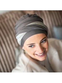 Turbante Oncológico Confort Gala Brown en Tejido de Bambú · Carebell Headwear