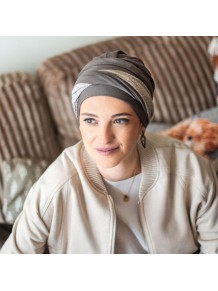 Turbante Oncológico Confort Gala Brown en Tejido de Bambú · Carebell Headwear