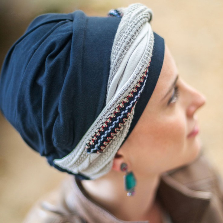 Turbante Oncológico Elegance Knit Blue en...