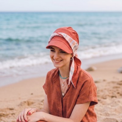 Gorra oncologica amalfi color mediterraneo coral de carebell. 2
