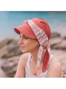 Gorra oncologica amalfi color mediterraneo coral de carebell.