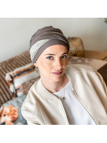 Turbante Oncológico Confort Gala Brown en Tejido de Bambú · Carebell Headwear