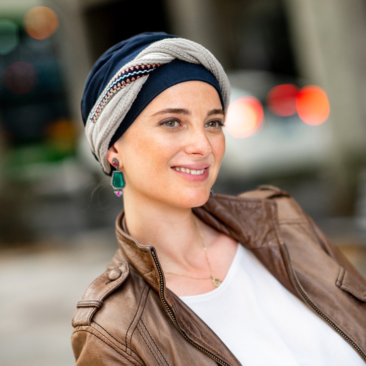 Turbante Oncológico Elegance Knit Blue en...