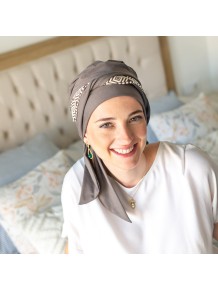 Pañuelo Oncológico · Smooth Ikat Brown en Tejido de Bambú · Carebell Headwear