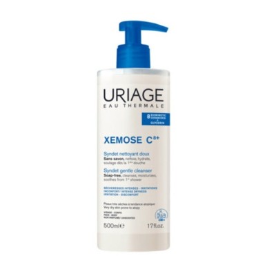 Gel limpiador ultrasuave sin jabón con cómodo dosificador para pieles secas.