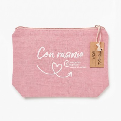Detalle del neceser oncológico rosa AECC con diseño práctico y funcional.