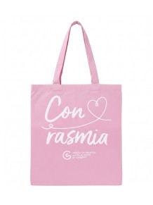 Bolsa de tela rosa solidaria oficial de la Asociación Española Contra el Cáncer disponible en Carebell.