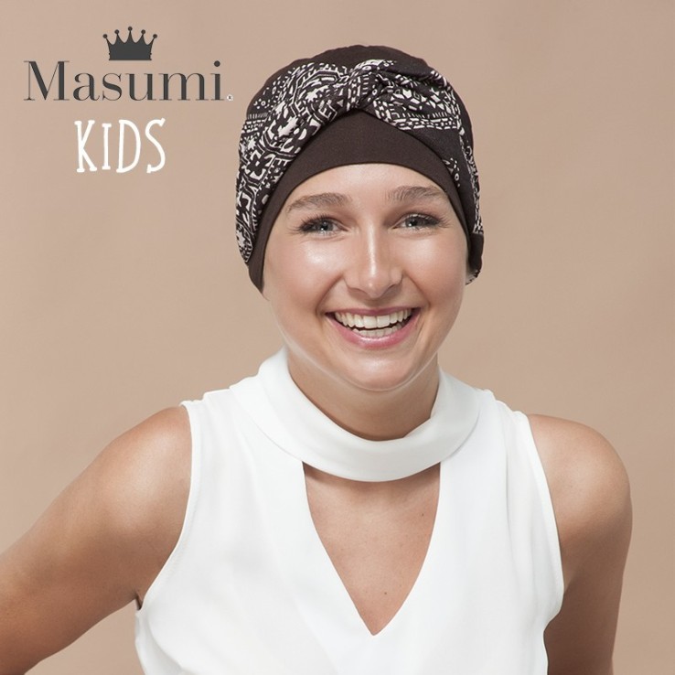 Masumi KIDS - Turbante Ella Brown & White Mosaica