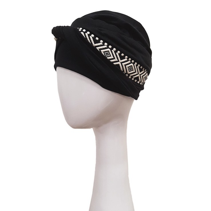 Turbante Confort Ikat Negro · Carebell