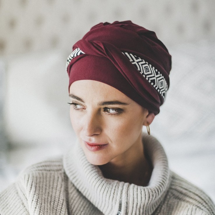 Turbante Confort Ikat Burdeos · Carebell