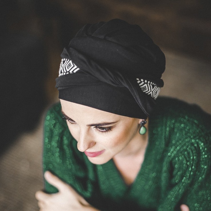 Turbante Confort Ikat Negro · Carebell