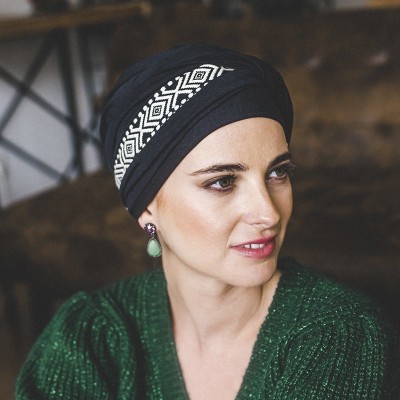 Turbante Confort Ikat Negro · Carebell
