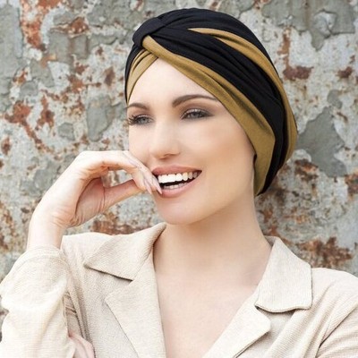 Masumi - Turbante Amelia Black & Taupe (Algodón)