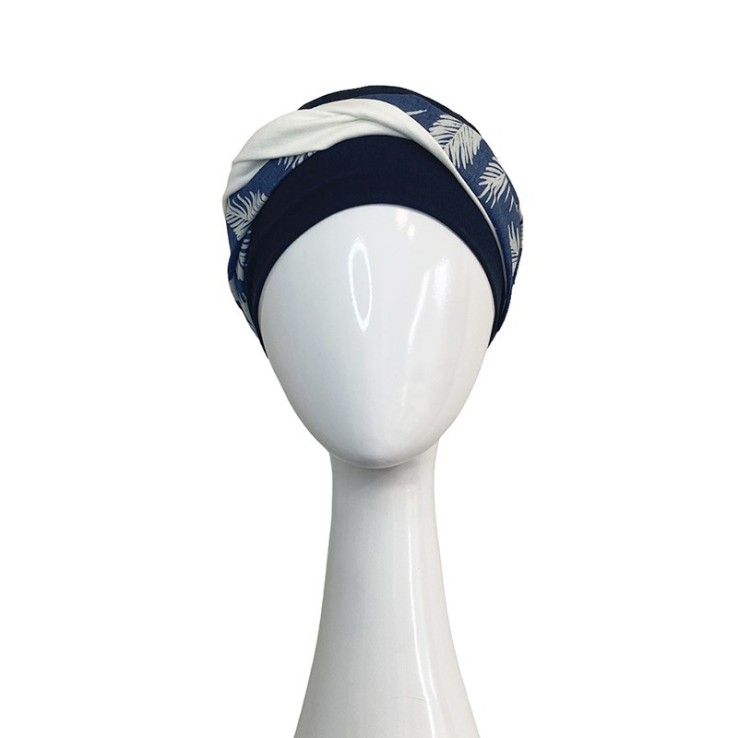 Turbante Elegance Denim Palms