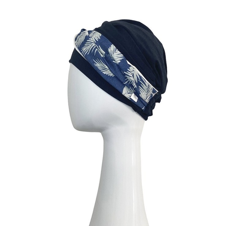 Turbante Elegance Denim Palms