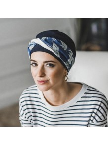 Turbante Elegance Denim Palms