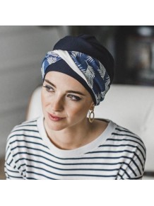 Turbante Elegance Denim Palms