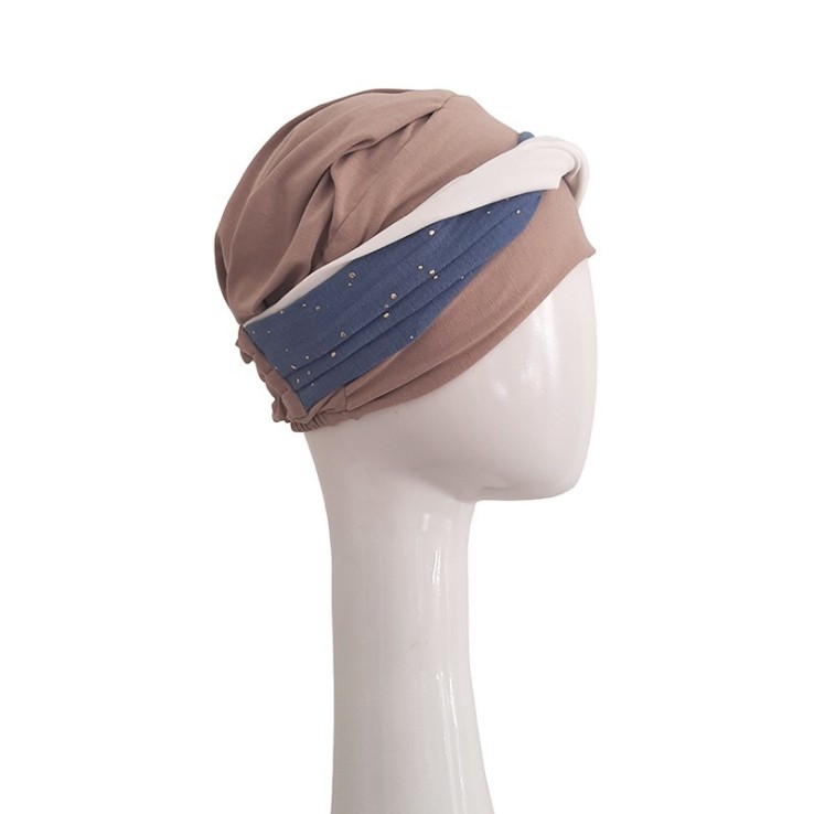 Turbante Elegance Blue Gold · Carebell