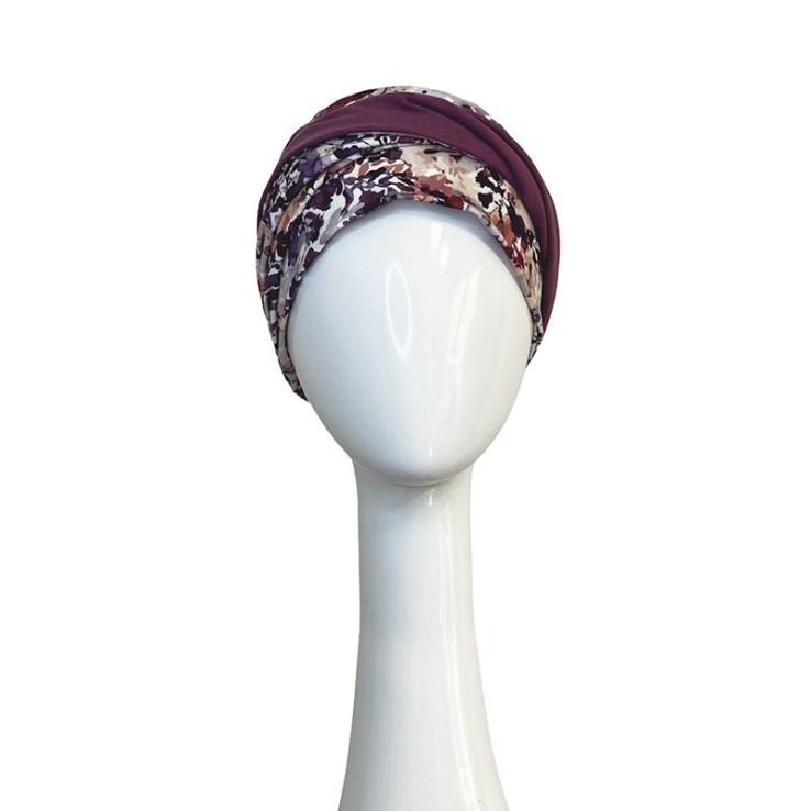 Turbante Confort Malva Flores · Carebell