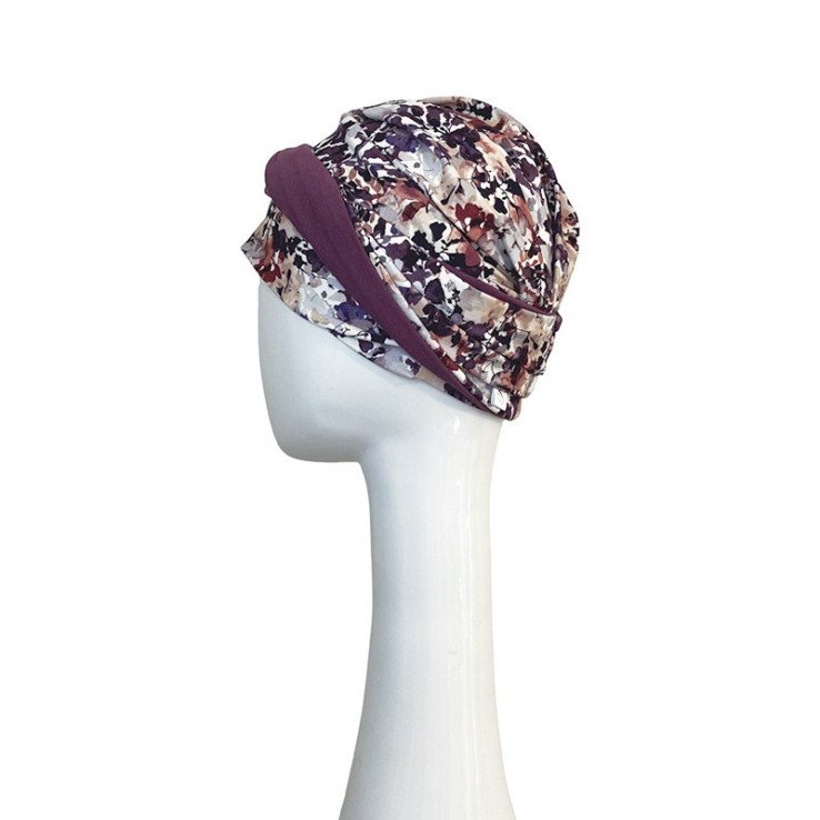 Turbante Confort Malva Flores · Carebell