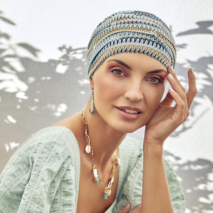 Turbante Oncologico Ruby Zig Zag Blues ·...