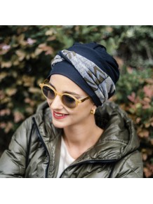 Turbante Elegance Zig Zag Grey · Carebell Headwear.