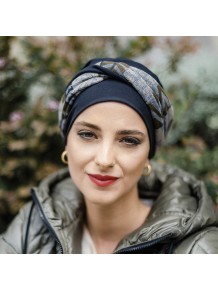 Turbante Elegance Zig Zag Grey · Carebell Headwear.