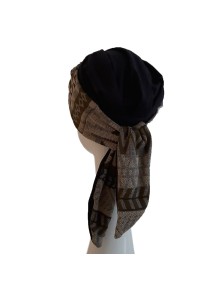 Pañuelo oncológico Smooth Zig Zag Grey · Carebell Headwear