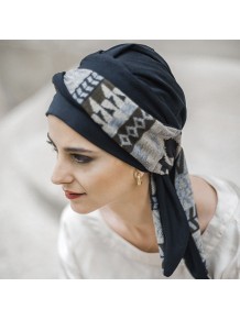 Pañuelo oncológico Smooth Zig Zag Grey · Carebell Headwear