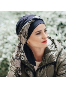 Pañuelo oncológico Smooth Zig Zag Grey · Carebell Headwear