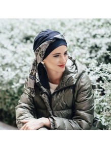 Pañuelo oncológico Smooth Zig Zag Grey · Carebell Headwear