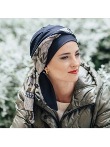 Pañuelo oncológico Smooth Zig Zag Grey · Carebell Headwear