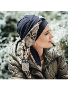 Pañuelo oncológico Smooth Zig Zag Grey · Carebell Headwear