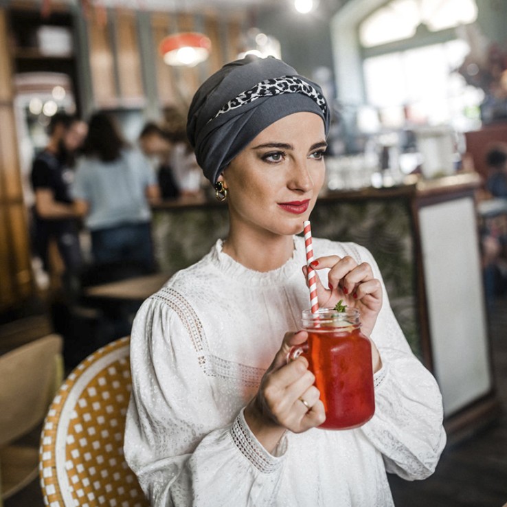 Turbante Confort Leopard Grey · Carebell Headwear
