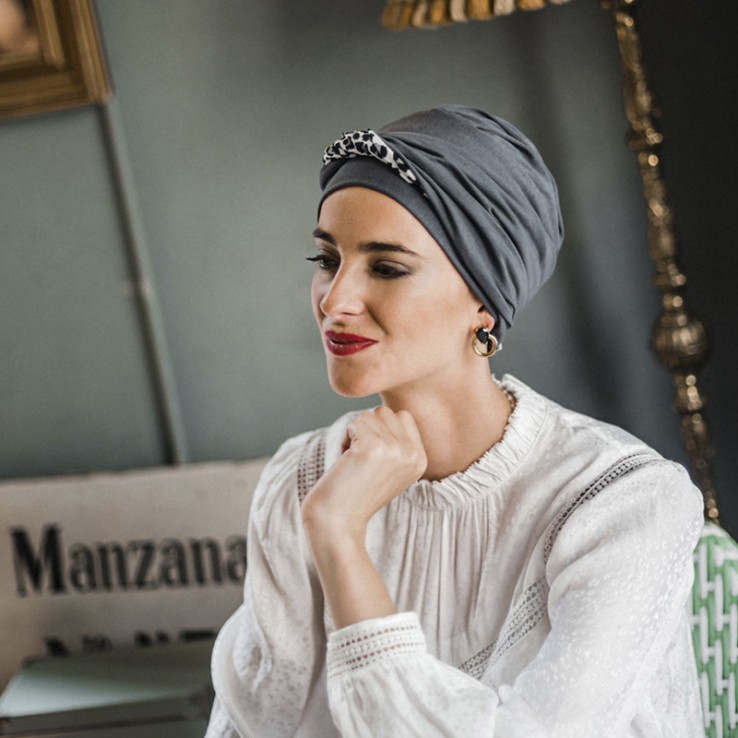 Turbante Confort Leopard Grey · Carebell Headwear