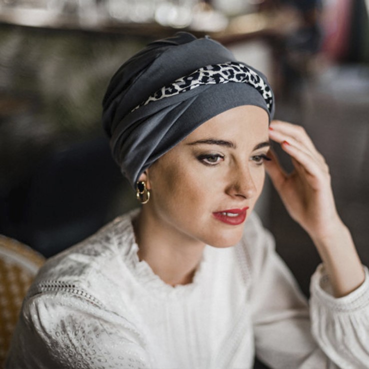 Turbante Confort Leopard Grey · Carebell Headwear