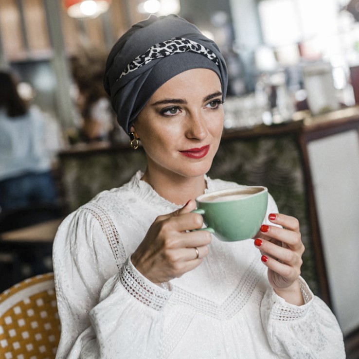 Turbante Confort Leopard Grey · Carebell Headwear