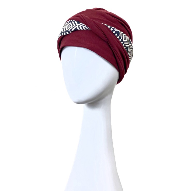 Turbante Confort Ikat Burdeos · Carebell