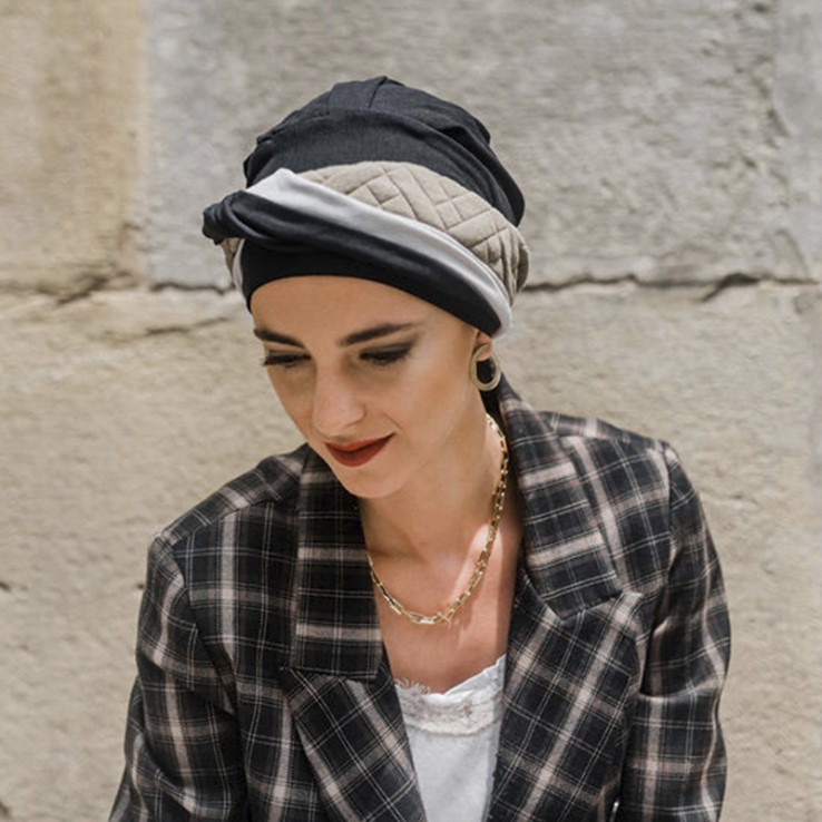 Turbante Elegance Black Padded · Carebell Headwear