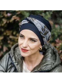 Turbante Elegance Zig Zag Grey · Carebell Headwear.